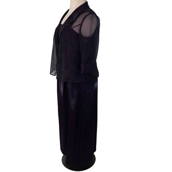 Alex Evenings Mother of Bride Jacket Dress Shift Lagenlook Purple Size 18WP - Picture 8 of 9